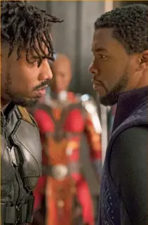  ??  ?? Michael B. Jordan confronts Chadwick Boseman in a scene