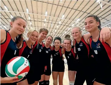  ??  ?? Tapawera Area School volleyball team coach, captain and player Maia Radloff, Christal McKenzie, Tess Haunch, Crystal Peters, Ashley Cumming, Zara Freeman, Madi Tough and Tamara Bannister.