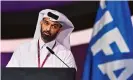  ?? Noushad Thekkayil/EPA ?? Hassan al-Thawadi, secretary general of the Supreme Committee for Delivery and Legacy, responds in Qatar. Photograph: