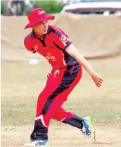  ?? ?? Daniel Whitten looks before throwing the ball back to the stumps.