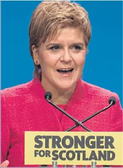  ??  ?? GRIEVANCE: Scotland’s First Minister Nicola Sturgeon