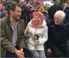  ??  ?? Dominic West meets Kathleen Fitzgerald and Seán Adams (of Adams Garage, Glin).