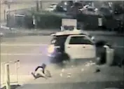  ??  ?? A VIDEO obtained by The Times from a liquor store shows the moments after the SUV hit the sidewalk.