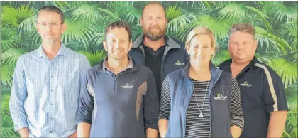  ??  ?? Waipawa’s boosted Hawke’s Bay Regional Council team, from left; catchment manager Dean Evans, team leader Warwick Hesketh, Paul Train, catchment advisers Maddy McLean and Dean Roughton.