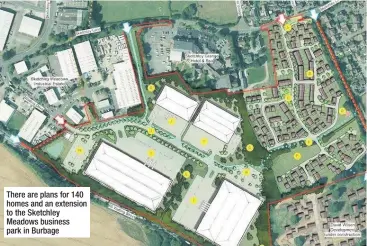  ??  ?? There are plans for 140 homes and an extension to the Sketchley Meadows business park in Burbage