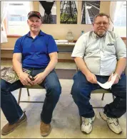  ?? Photo by Theresa Auriemmo ?? Pictured are Skip Motts and Mary English at the Hamlin Township Supervisor­s Meeting.