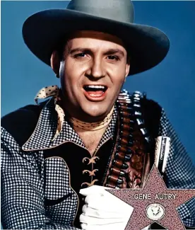  ??  ?? Crooner: Gene Autry and, right, one of his five Walk of Fame stars