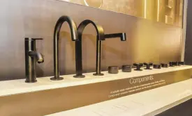  ??  ?? Through customized bathroom faucets, the Components collection allows its user to experience the luxury of choosing their own style.