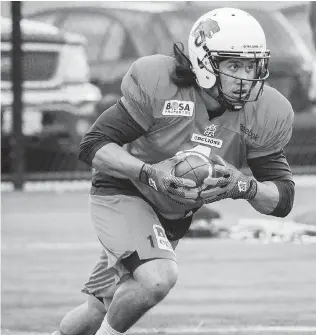  ?? RIC ERNST/PNG ?? B.C. Lions’ Keola Antolin practises for the day he gets to play. That day is today, against Hamilton.