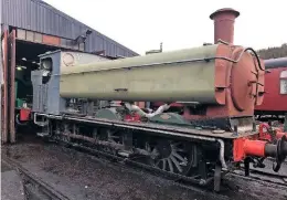  ?? ANDY MAXWELL ?? GWR ‘57XX’ 0-6-0PT No. 7754 with its tanks refitted (but the boiler still to be replaced in the frames) at Llangollen shed on February 18.