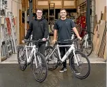  ?? ?? Business partners Connor Read and Aidan Smith are bringing subscripti­on e-bikes to Christchur­ch and Auckland streets.