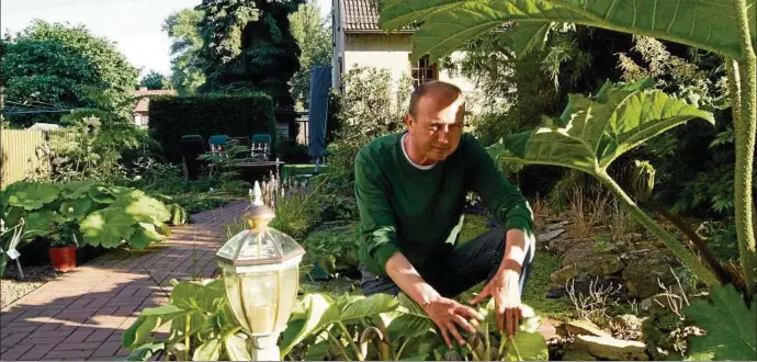  ??  ?? Ingo Günther ist stolz auf die Vielfalt, die sein Garten zu bieten hat. Bereits seit  machte er und seine Familie beim „Tag der offenen Gärten“mit. Fotos: Florian Dobenecker ()