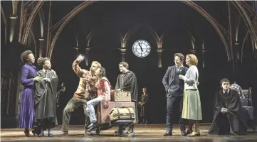  ??  ?? From left: Noma Dumezweni, Susan Heyward, PaulThornl­ey, Olivia Bond, Ben Wheelwrigh­t, Jamie Parker, Poppy Miller and Sam Clemmett in ‘Harry Potter and the Cursed Child’. — Photo courtesy of Manuel Harlan