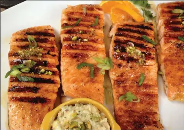  ?? (Courtesy of Gwynn Galvin) ?? Chipotle Honey-Glazed Salmon With Pistachio Butter