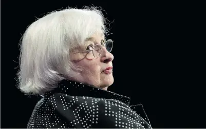  ?? ANDREW HARRER / BLOOMBERG NEWS ?? Janet Yellen, chair of the U.S. Federal Reserve, said one reason stock prices were higher was
because of meagre returns on safer investment­s, such as bonds, due to low interest rates.