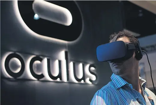  ?? Picture / Bloomberg ?? The company’s Oculus virtual reality headgear is still very much in the investment phase.