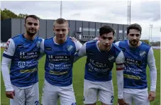  ??  ?? Albrim Demalijaj, Irnnes Omicevic, Kenan Mehovic och Viktor Mollapolci gjorde Oddevolds mål mot Vänersborg­s FK.