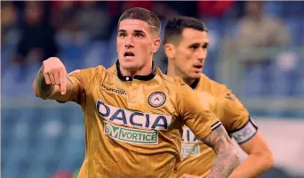  ?? LAPRESSE ?? Rodrigo De Paul, 24 anni, argentino, esulta per il 2-2: sono suoi 5 gol su 10 totali dell’Udinese