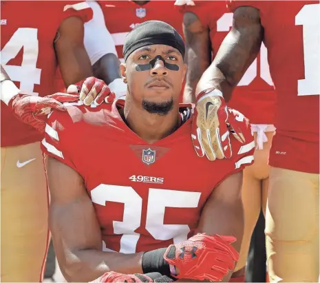  ?? MARCIO JOSE SANCHEZ, AP ?? Eric Reid and the 49ers are among those in the NFL leading the way in taking action in their communitie­s.