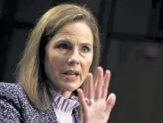  ?? Samuel Corum, Getty Images ?? Supreme Court nominee Amy Coney Barrett testifies Wednesday, the third day of her confirmati­on hearing before the Senate Judiciary Committee, in Washington.