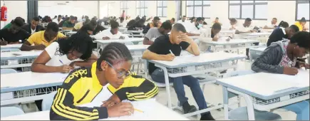  ?? Photo: Contribute­d ?? Testing… Students undergoing an aptitude test at Triumphant College in Windhoek.