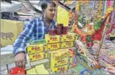  ?? ARUN SHARMA/HT PHOTO ?? Crackers on sale in Old Delhi.