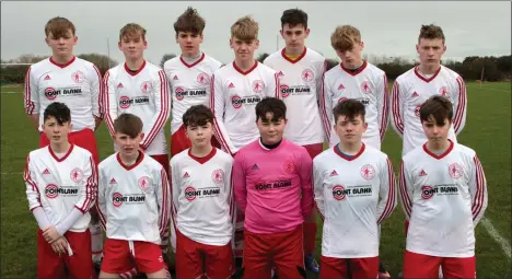  ??  ?? The Kilmore United squad before their Under-15 Cup exit to Gorey Rangers after extra-time.