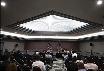  ?? PHOTOS BY JOHN DONEGAN / THE CALIFORNIA­N ?? The field hearing was held in the Potato Room at Mechanics Bank Convention Center in downtown Bakersfiel­d.