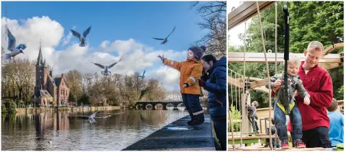  ??  ?? From top left, anti-clockwise: Family fun in the park and a riverside walk; mini trek at Centre Parcs