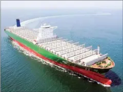  ?? KOREA SHIPBUILDI­NG ?? Hyundai Heavy Industries delivered a 13,800-TEU container ship to Greek shipowner Enesel.