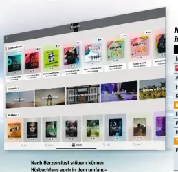  ??  ?? Nach Herzenslus­t stöbern können Hörbuchfan­s auch in dem umfangreic­hen Katalog von BookBeat.