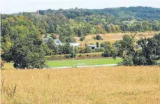  ??  ?? Sommer 2018: Sportplatz grün, Wiese braun.