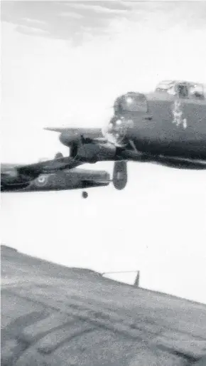  ??  ?? A 617 Squadron plane in the air. The squadron was better known as the Dambusters