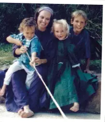  ??  ?? FAR LEFT: Lelsey Smailes was 18 when she became involved in a cult known as The Brethren. LEFT: She’s written a book about her experience­s. ABOVE: With her kids (from left), Avisha*, Lily* and Reuben*, after she returned with them to South Africa in 1992.