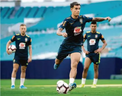  ?? Lucas Figueiredo - 5.set.19/cbf ?? O meia Philippe Coutinho participa de treino da seleção brasileira nos Estados Unidos, onde a equipe enfrenta o Peru, adversário da final da última Copa América, realizada no Brasil, em amistoso