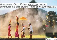  ??  ?? VegVoyages offers off-the-beaten track vegan adventures in Bali (pictured), Nepal and Southeast Asia.