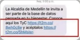  ?? ?? Este es el mensaje de texto que llegó a los celulares de la gente en marzo y abril de este año.