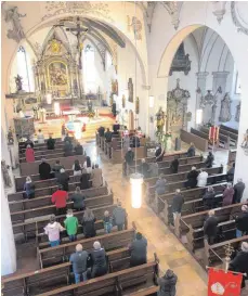  ?? FOTO: JULIA KRAMER ?? Ein abgespeckt­es Christköni­gsfest fand am Sonntag in der Kirche St. Martin in Aulendorf statt.