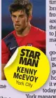  ??  ?? STAR MAN KENNY McEVO
Y YorkCity