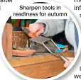  ??  ?? Sharpen tools in readiness for autumn