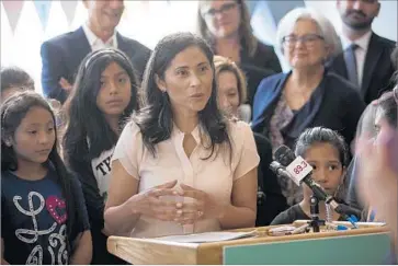  ?? Photograph­s by Dillon Deaton Los Angeles Times ?? MARIA SILVA, a parent, speaks during an event Thursday in L.A. publicizin­g grants given by the nonprofit reform group Great Public Schools Now. None of the money went to the Los Angeles Unified School District.