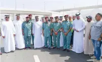  ??  ?? Dr Abdullah Belhaif Al Nuaimi with other officials during the inaugurati­on of the RAK ring road on Wednesday.