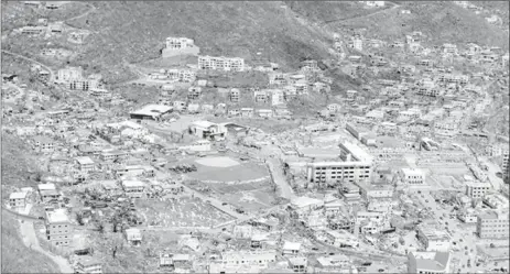  ??  ?? Buildings damaged by hurricane Irma are seen from the air on the British Virgin Islands, September 10, 2017. Picture taken September 10, 2017. Cpl Timothy Jones Ministry of Defense Handout via REUTERS