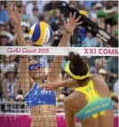  ?? AP ?? Australia’s Mariafe Solar in action against Cyprus’ Manolina Konstantin­ou in their preliminar­y round beach volleyball game. —