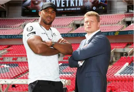  ?? Photo: LAWRENCE LUSTIG/MATCHROOM ?? BIG ISSUE: Despite his track record, Povetkin [right] has booked a shot at division leader Joshua