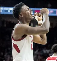  ?? NWA Democrat-Gazette/BEN GOFF ?? Arkansas junior Adrio Bailey reacts after the Razorbacks lost 78-77 to Western Kentucky on Saturday at Walton Arena in Fayettevil­le.