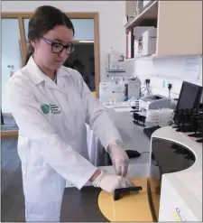  ??  ?? Aoife Moriarty in control of a discreet analyser for fully automated analysis of water and waste water.