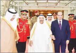  ?? KUNA photo ?? Egyptian President Abdelfatta­h el-Sisi being seen off by HH the Amir after the former’s
official visit to Kuwait.