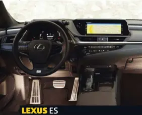  ??  ?? LEXUS ES SATÉLITES. El ES lleva los modos de conducción en un mando circular ubicado en la cúpula que protege el cuadro de mandos. Su manejo en marcha no es muy práctico. La presentaci­ón es sencilla y bastante ordenada. La calidad es de 10.