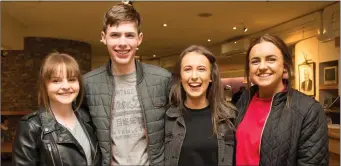  ??  ?? Enjoying the Bryan Carr school of Performing Arts production, ‘Hairspray’ at Siamsa Tire on Wednesday evening were Sinead Foran, Darren Reidy, Kayla Wooley and Cara Twomey.